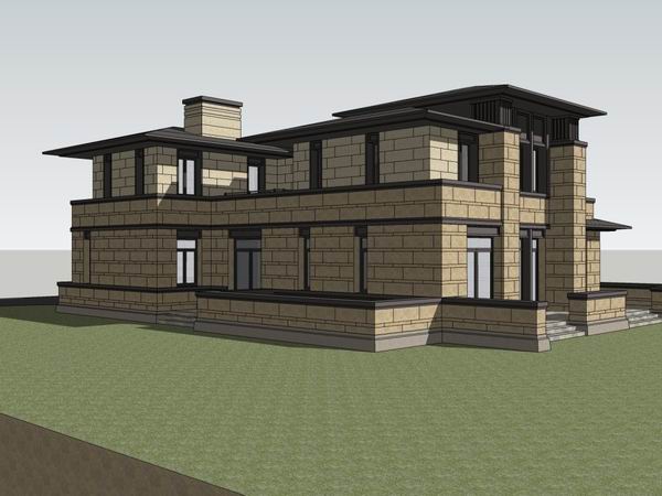 Sketchup别墅模型|独栋别墅，古典风格