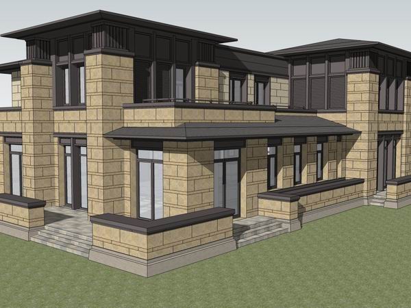 Sketchup别墅模型|独栋别墅，古典风格