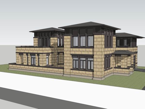 Sketchup别墅模型|独栋别墅，古典风格