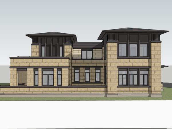 Sketchup别墅模型|独栋别墅，古典风格