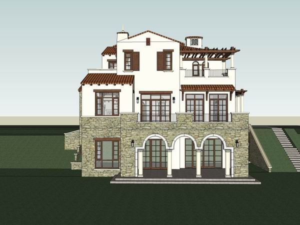 Sketchup别墅模型|独栋别墅，欧式古典风格