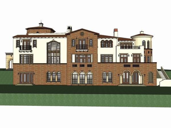 Sketchup别墅模型|西班牙长方形别墅，古典风格