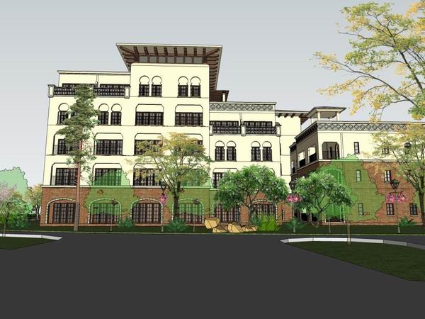 Sketchup别墅模型|联排别墅住宅楼，现代风格