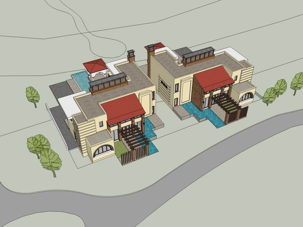 Sketchup别墅模型|独栋别墅，现代风格