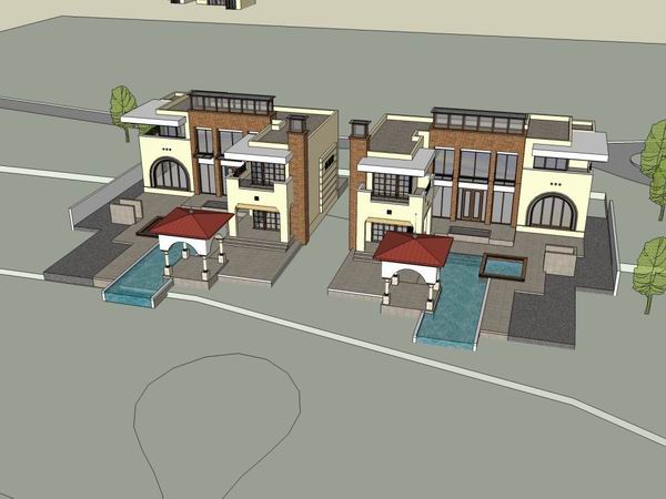 Sketchup别墅模型|独栋别墅，现代风格
