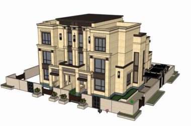 Sketchup别墅模型|双拼别墅，现代风格-BIM建筑网