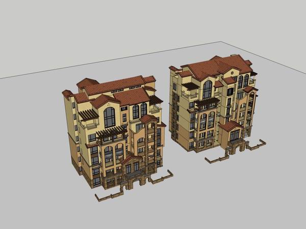 Sketchup别墅模型|独栋别墅，古典风格