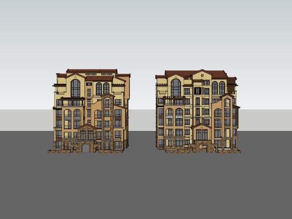 Sketchup别墅模型|独栋别墅，古典风格
