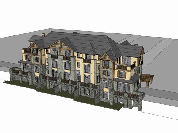Sketchup别墅模型|五联排别墅，古典风格