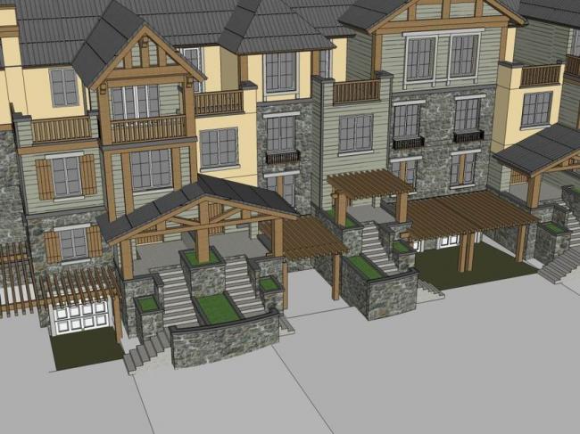 Sketchup别墅模型|五联排别墅，古典风格