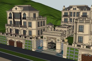 Sketchup别墅模型|双拼别墅，古典风格-BIM建筑网