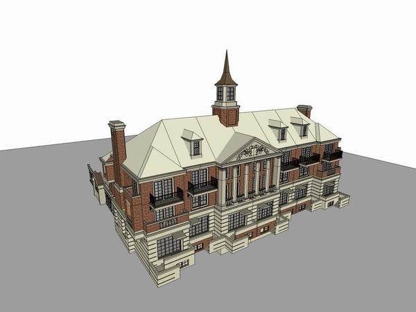Sketchup别墅模型|联排别墅，英式古典风格