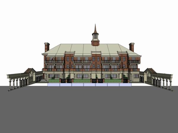 Sketchup别墅模型|联排别墅，英式古典风格
