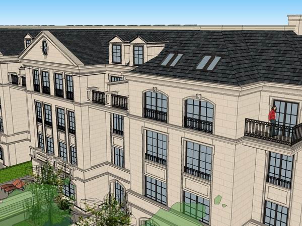 Sketchup别墅模型|联排别墅，古典风格