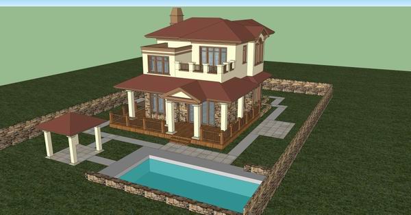 Sketchup别墅模型|独栋别墅，古典风格