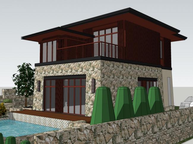 Sketchup别墅模型|独栋别墅，古典风格