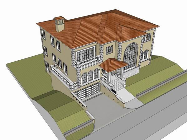 Sketchup别墅模型|独栋别墅，古典风格