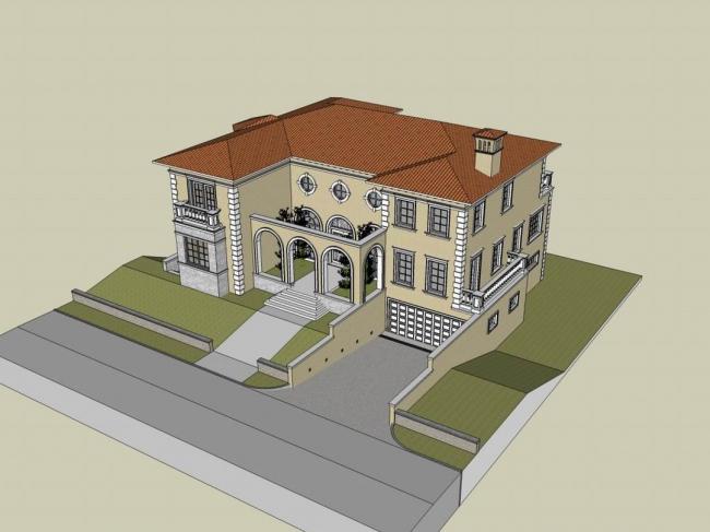 Sketchup别墅模型|独栋别墅，古典风格