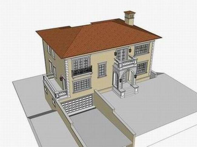 Sketchup别墅模型|独栋别墅，古典风格