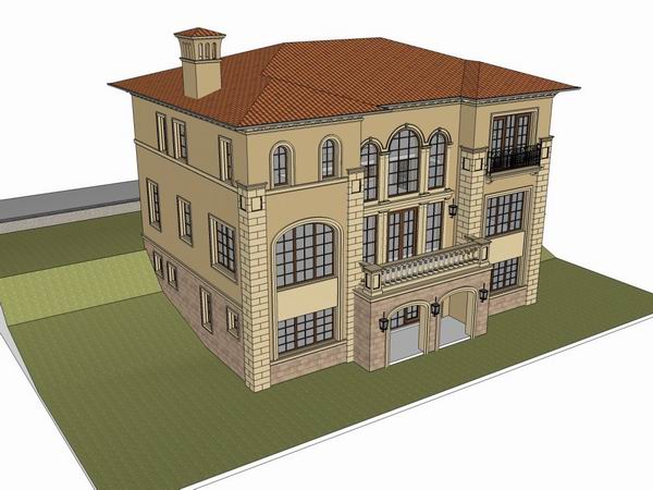 Sketchup别墅模型|独栋别墅，古典风格