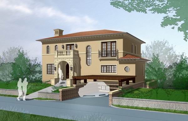 Sketchup别墅模型|独栋别墅，古典风格
