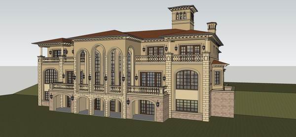 Sketchup别墅模型|独栋别墅，古典风格