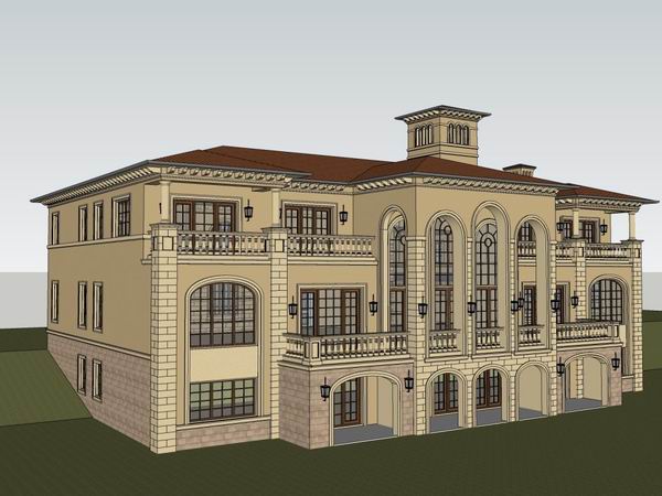 Sketchup别墅模型|独栋别墅，古典风格