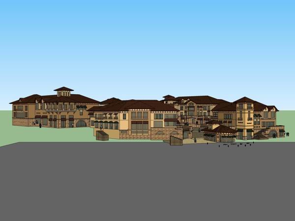 Sketchup别墅模型|双拼别墅群，古典风格