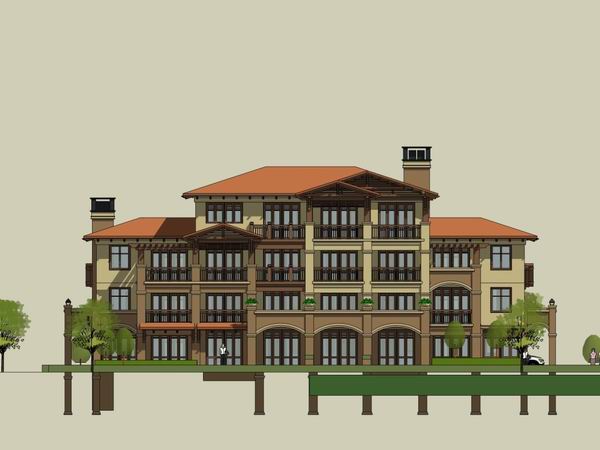 Sketchup别墅模型|双拼别墅，古典风格