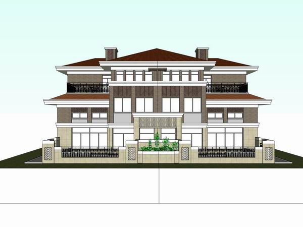 Sketchup别墅模型|独栋别墅，古典风格