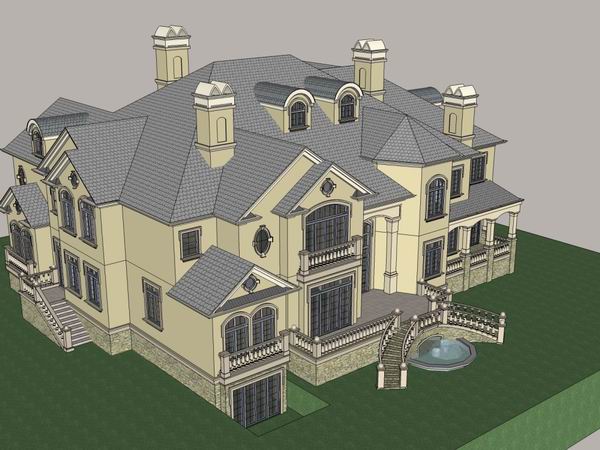 Sketchup别墅模型|独栋住宅别墅，古典风格