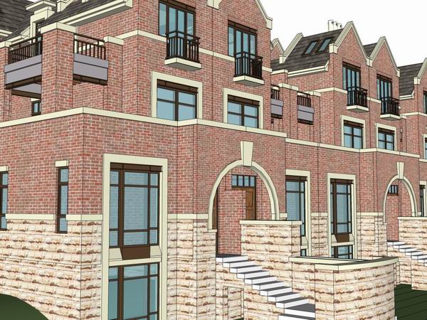 Sketchup别墅模型|双拼别墅，英式古典风格