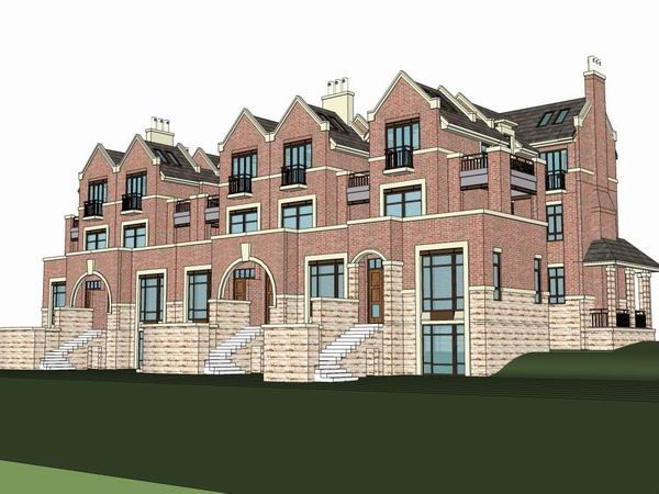 Sketchup别墅模型|双拼别墅，英式古典风格