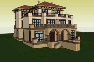 Sketchup别墅模型|双拼别墅，古典风格-BIM建筑网