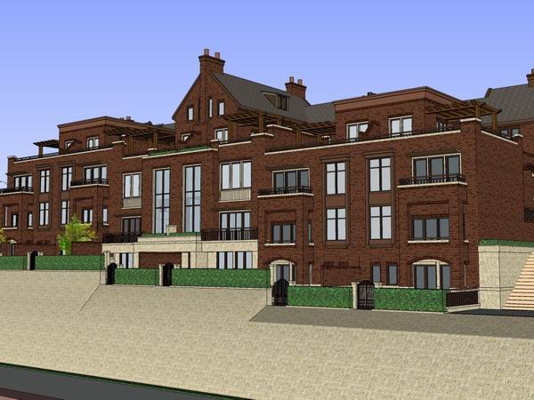 Sketchup别墅模型|联排别墅，英式古典风格