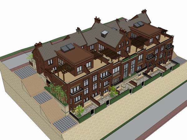 Sketchup别墅模型|联排别墅，英式古典风格