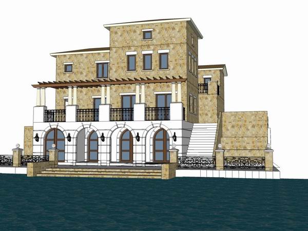 Sketchup别墅模型|花园洋房，别墅，古典风格，