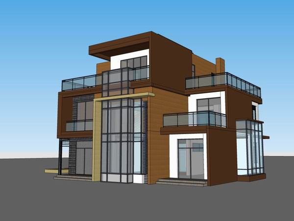 Sketchup别墅模型|独栋别墅，现代风格