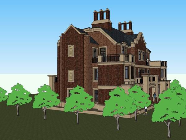 Sketchup别墅模型|联排别墅，古典风格