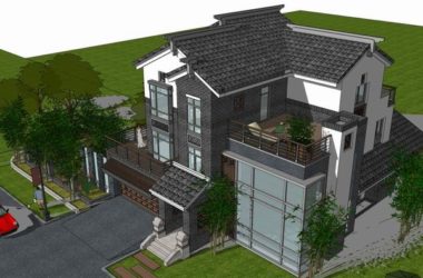 Sketchup别墅模型|徽派别墅，古典风格-BIM建筑网