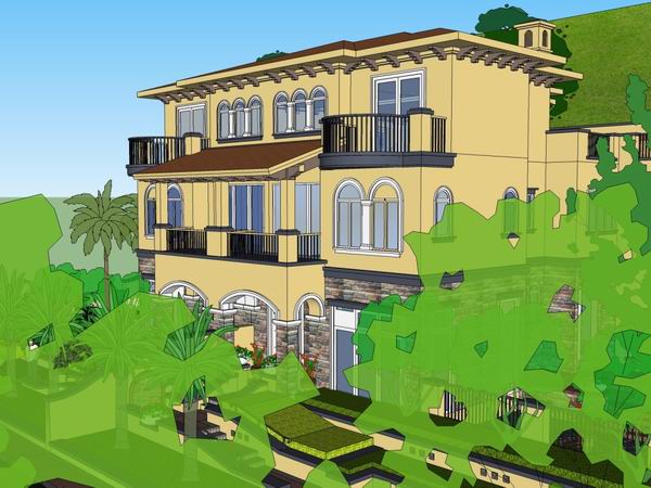 Sketchup别墅模型|联排别墅，古典风格