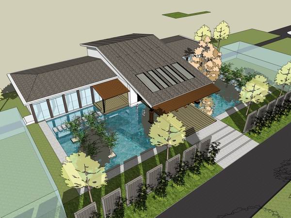 Sketchup别墅模型|独栋别墅，古典风格