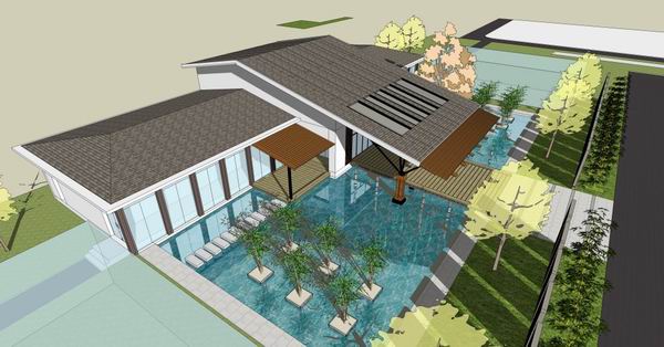 Sketchup别墅模型|独栋别墅，古典风格