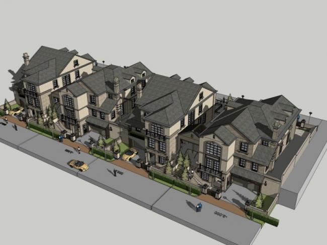 Sketchup别墅模型|联排别墅，欧式古典风格