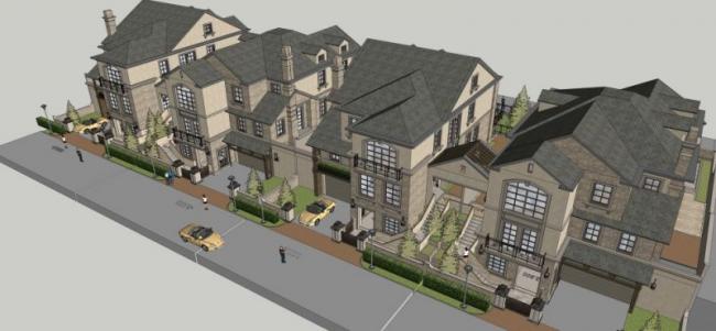 Sketchup别墅模型|联排别墅，欧式古典风格