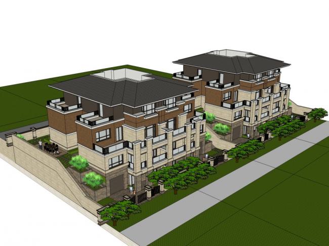 Sketchup别墅模型|独栋别墅，现代中式