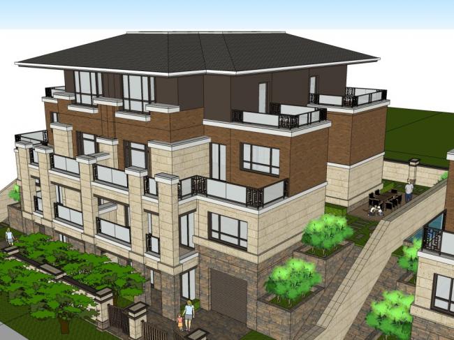 Sketchup别墅模型|独栋别墅，现代中式