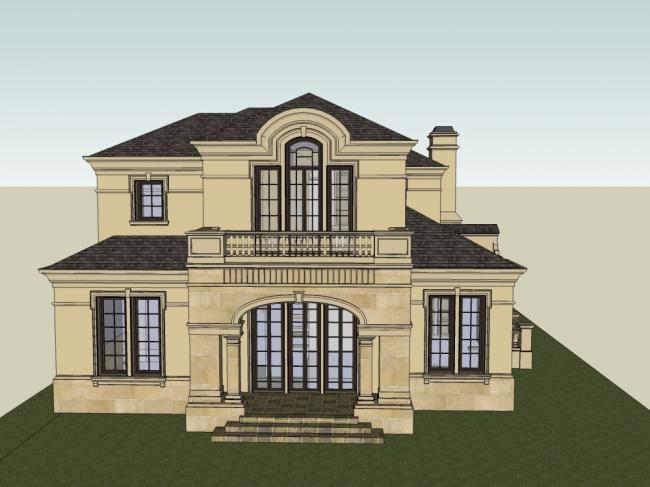 Sketchup别墅模型|独栋别墅，古典风格