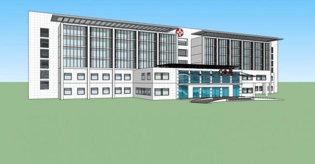 Sketchup医院模型|多层医院，现代风格，医疗建筑