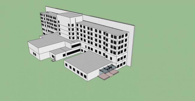 Sketchup医院模型|多层医院，现代风格，医疗建筑